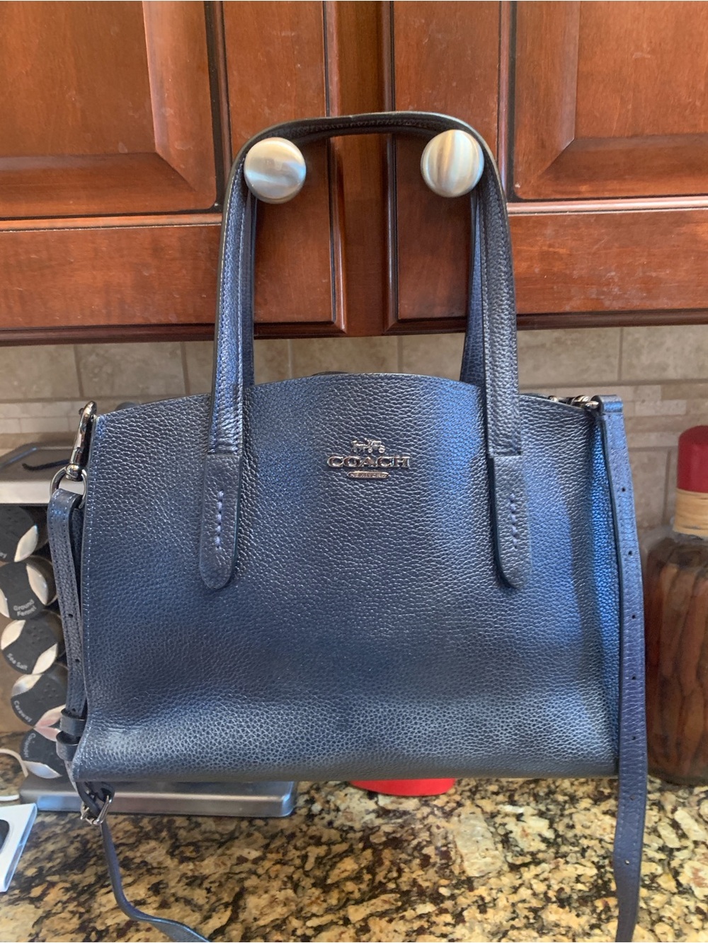 Coach Black Pebbled Leather Charlie Carryall Tote
